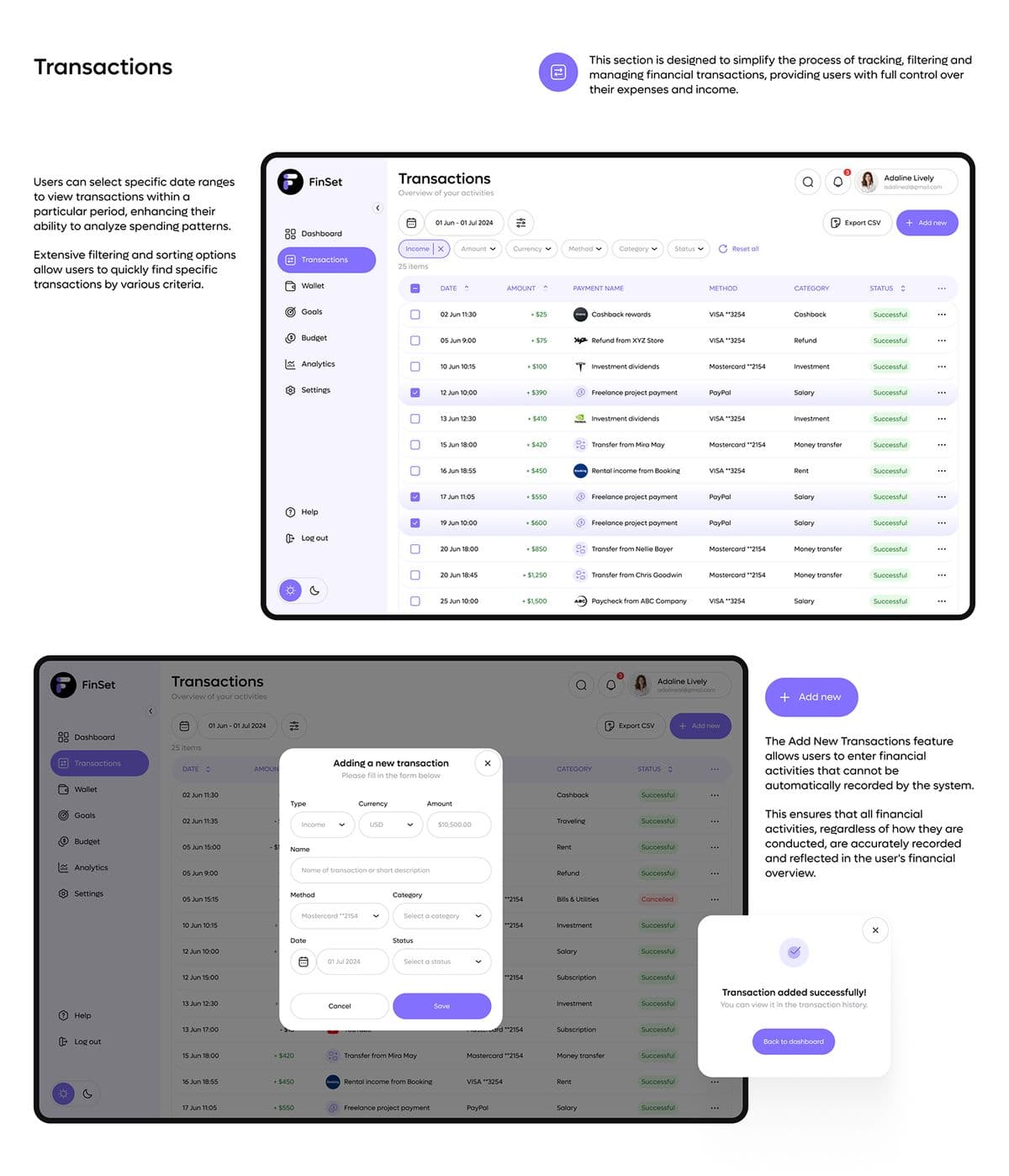 Screenshot of Personal Finance Tracker project